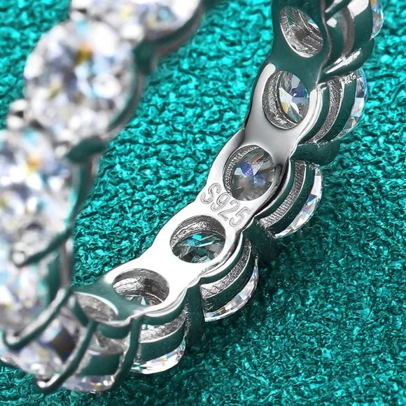 Certified 6~8 ct. t.w. 5mm Moissanite Diamond Full Eternity Band Ring NEW - Picture 9 of 15